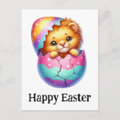 Schattige Grappige Schattigee Pasen Baby Leeuw Briefkaart (Voorkant)