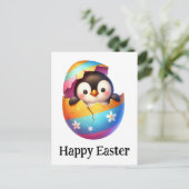 Schattige Grappige Schattigee Pasen Baby Pinguïn Briefkaart (Staand voorkant)