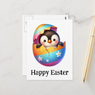 Schattige Grappige Schattigee Pasen Baby Pinguïn Briefkaart