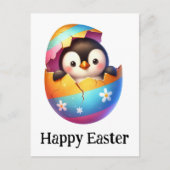 Schattige Grappige Schattigee Pasen Baby Pinguïn Briefkaart (Voorkant)