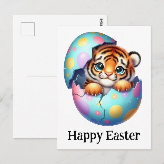 Schattige Grappige Schattigee Pasen Baby Tijger Briefkaart (Voorkant / Achterkant)