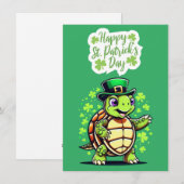 Schattige Grappige Schildpad - Gelukkig St. Patric Feestdagenkaart (Voorkant / Achterkant)