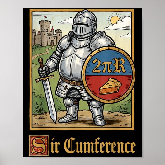 Schattige Grappige Sir Cumference Middeleeuwse Rid Poster (Voorkant)
