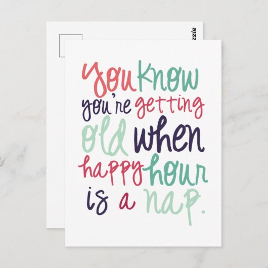 Schattige grappige spreuk zeggen ouder wordende hu briefkaart (Voorkant / Achterkant)