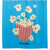 Schattige grappige springende popcorn-cartoon douchegordijn (Voorkant)