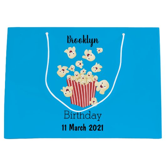 Schattige grappige springende popcorn cartoon groot cadeauzakje (Voorkant)