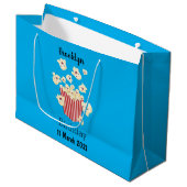 Schattige grappige springende popcorn cartoon groot cadeauzakje (Voorkant Gekanteld)
