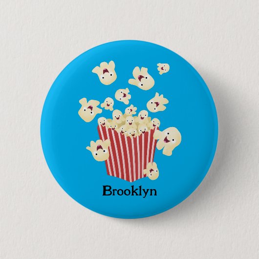 Schattige grappige springende popcorn cartoon ronde button 5,7 cm (Voorkant)