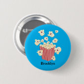 Schattige grappige springende popcorn cartoon ronde button 5,7 cm (Voorkant /achterkant)
