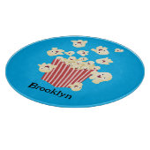 Schattige grappige springende popcorn cartoon snijplank (Hoek)