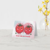 Schattige Grappige Tomaten Grap Beste Vriend Geluk Kaart (Gele Bloem)