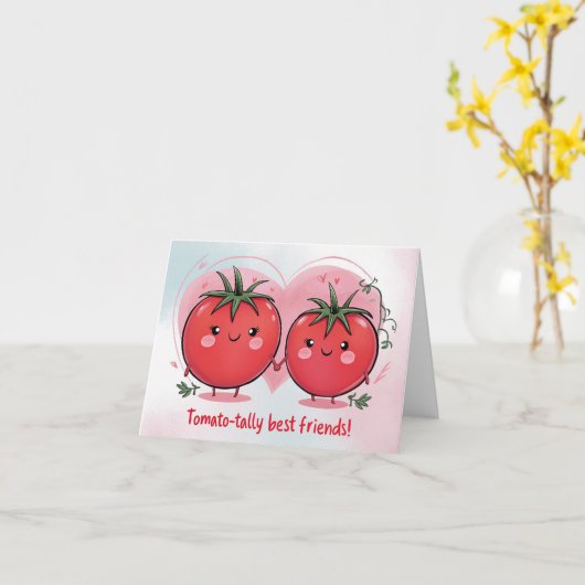 Schattige Grappige Tomaten Grap Beste Vriend Geluk Kaart (Gele Bloem)
