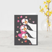 Schattige Grappige Valentijn Dwaas Ganzen Hart Lie Kaart (Gele Bloem)