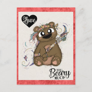 Schattige Grappige Valentijnsdag Beer Cupido Briefkaart