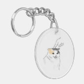 Schattige Grappige Vingerprik Geplette Kat Handget Sleutelhanger (Voorkant Links)