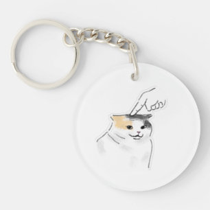 Schattige Grappige Vingerprik Geplette Kat Handget Sleutelhanger