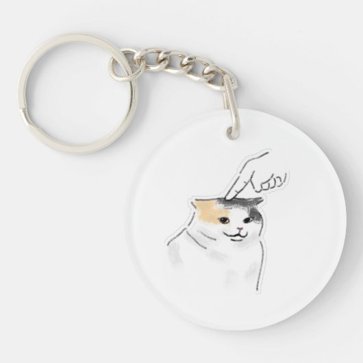 Schattige Grappige Vingerprik Geplette Kat Handget Sleutelhanger (Voorkant)