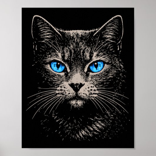 Schattige Grappige Vintage Grunge Stijl Kat Poster (Voorkant)