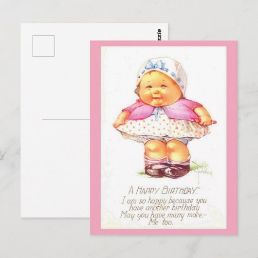 Schattige & grappige vintage verjaardagsvrouw (kop briefkaart (Voorkant / Achterkant)