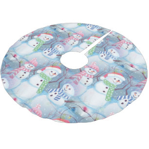 Schattige grappige winter sneeuwmannen aquarel kun kerstboom rok