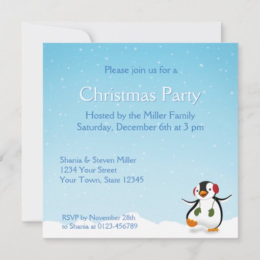 Schattige grappige winterpinguïn kaart (Achterkant)