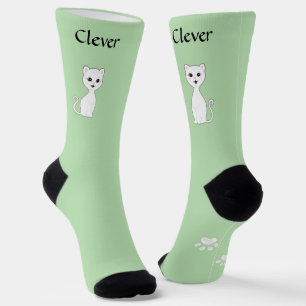 Schattige Grappige Witte Kat & Pootjes op Lichtgro Sokken