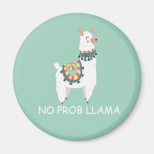 Schattige Grappige Witte Lama Mintgroene Geen Prob Magneet