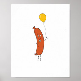 Schattige grappige worst poster