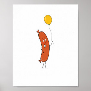 Schattige grappige worst poster