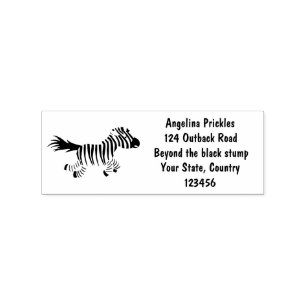 Schattige grappige zebra die hardloopt cartooneske rubberstempel