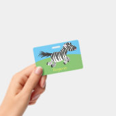 Schattige grappige zebra die loopt, cartoon illust badge (Handheld)