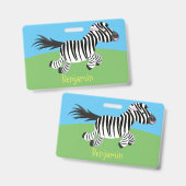 Schattige grappige zebra die loopt, cartoon illust badge (Voor- en achterkant)