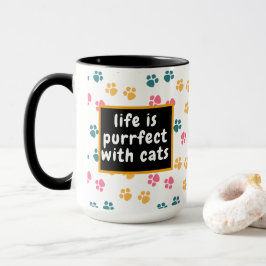 Schattige grappige zwarte kat poot mok