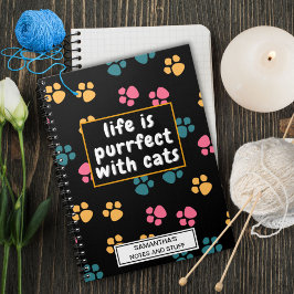 Schattige grappige zwarte kat poot notitieboek