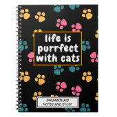 Schattige grappige zwarte kat poot notitieboek (Voorkant)