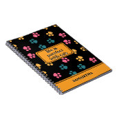 Schattige grappige zwarte kat poot notitieboek (Rechterzijde)
