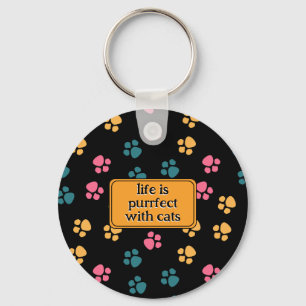 Schattige grappige zwarte kat poot  sleutelhanger