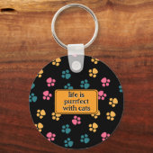 Schattige grappige zwarte kat poot sleutelhanger (Voorkant)
