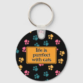 Schattige grappige zwarte kat poot sleutelhanger (Achterkant)