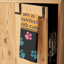 Schattige grappige zwarte kat poot theedoek