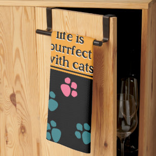 Schattige grappige zwarte kat poot  theedoek