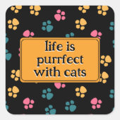 Schattige grappige zwarte kat poot  vierkante sticker (Voorkant)