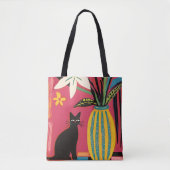 Schattige Grappige Zwarte kat Tote Bag (Voorkant)