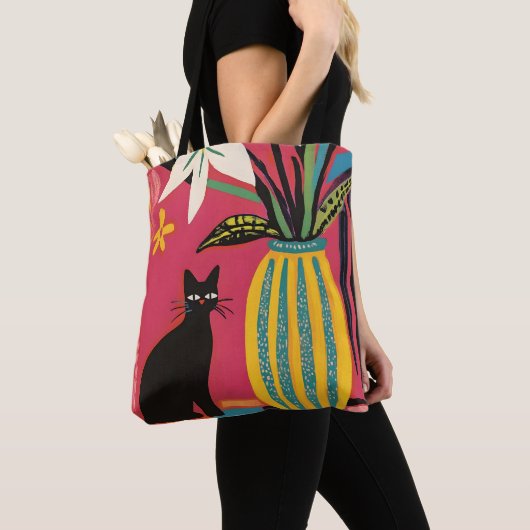 Schattige Grappige Zwarte kat Tote Bag (Dichtbij)