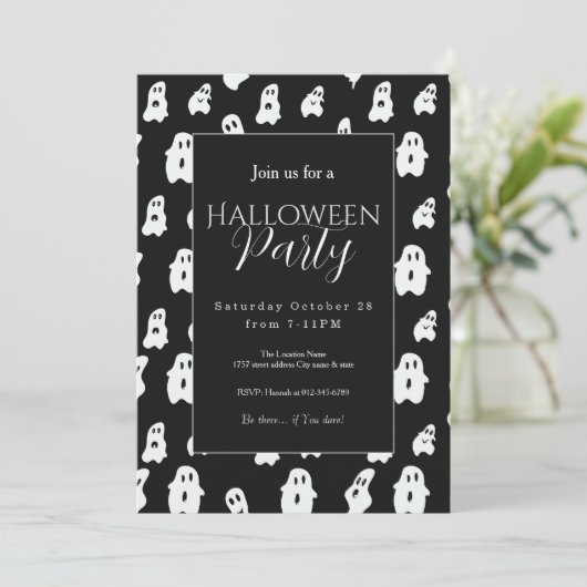 Schattige grappige zwarte witte gelukkige geesten kaart (Staand voorkant)