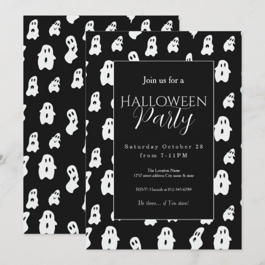 Schattige grappige zwarte witte gelukkige geesten kaart (Voorkant / Achterkant)