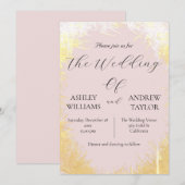 Schattige grasgeel elegante pastel roze bruiloft kaart (Voorkant / Achterkant)