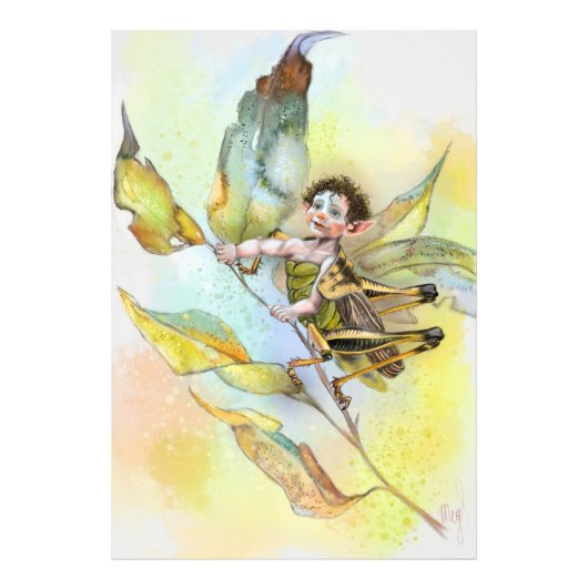 Schattige Grasshopper Art Poster (Voorkant)