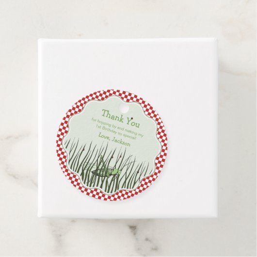 Schattige Grasshoppers Verjaardagsfeestje Circle D Bedankjes Labels (In situ)