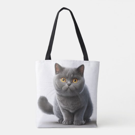 SCHATTIGE GRAY BRITISH SHORTHAIR CARTOON CAT TOTE BAG (Achterkant)